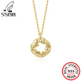 925 Sterling Silver Hollow Pendants Necklace For Women Clavicle Chain