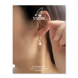 925 Sterling Silver Hoop Earrings Shell Pearl Earings Pendientes Plata