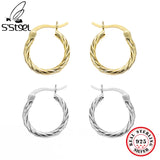 925 Sterling Silver Hoops Earrings Minimalist Gothic Piercing Fine Jewelry