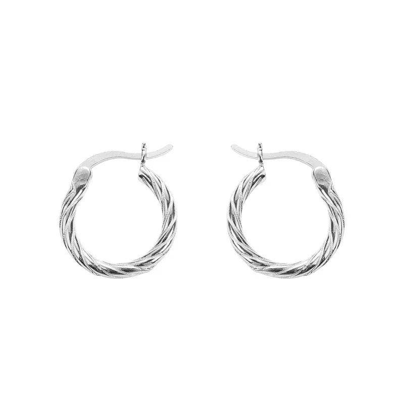 925 Sterling Silver Hoops Earrings Minimalist Gothic Piercing Fine Jewelry