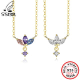 925 Silver Horse Eye Pendant Zircon Necklace Women Jewelry