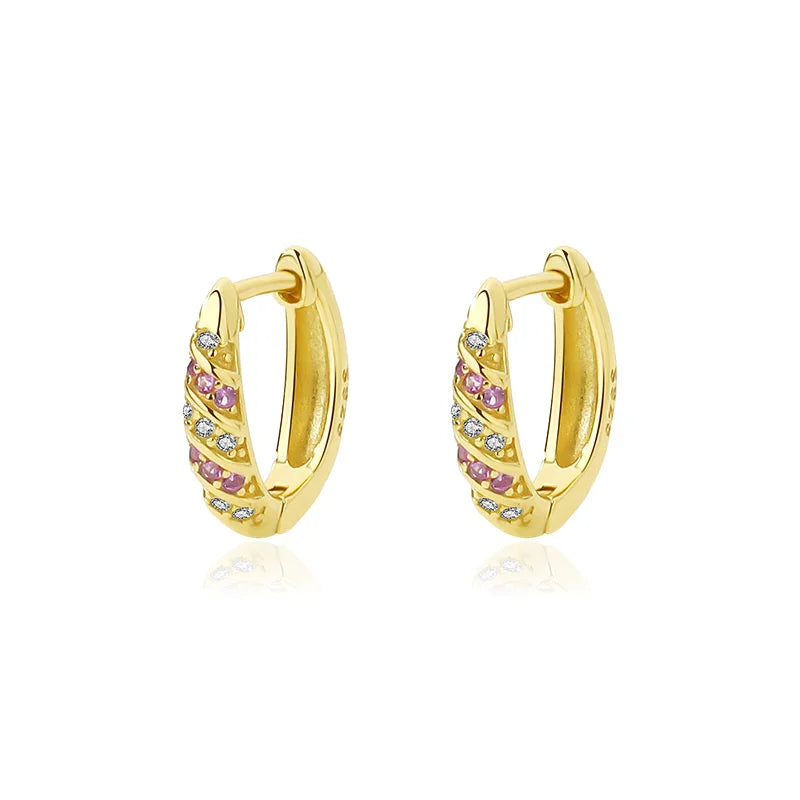 S'STEEL 925 Sterling Silver Hoop Earrings Colorful Zircon Inlay