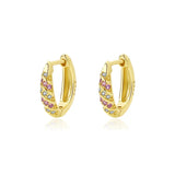 S'STEEL 925 Sterling Silver Hoop Earrings Colorful Zircon Inlay