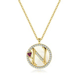 925 Sterling Silver Letter Zircon Pendant Necklace for Women