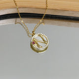 925 Sterling Silver Letter Zircon Pendant Necklace for Women