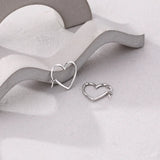 925 Sterling Silver Love Heart Hoop Earrings Women's Trending Jewelry