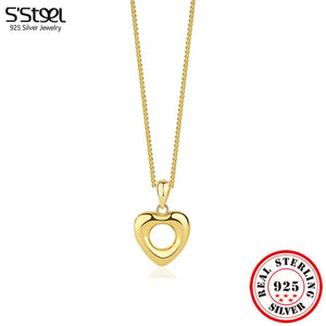 925 Sterling Silver Heart Pendant Necklace Minimalist Jewelry