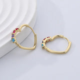 925 Sterling Silver Love Small Zircon Hoop Earrings For Women