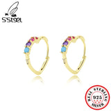 925 Sterling Silver Love Small Zircon Hoop Earrings For Women