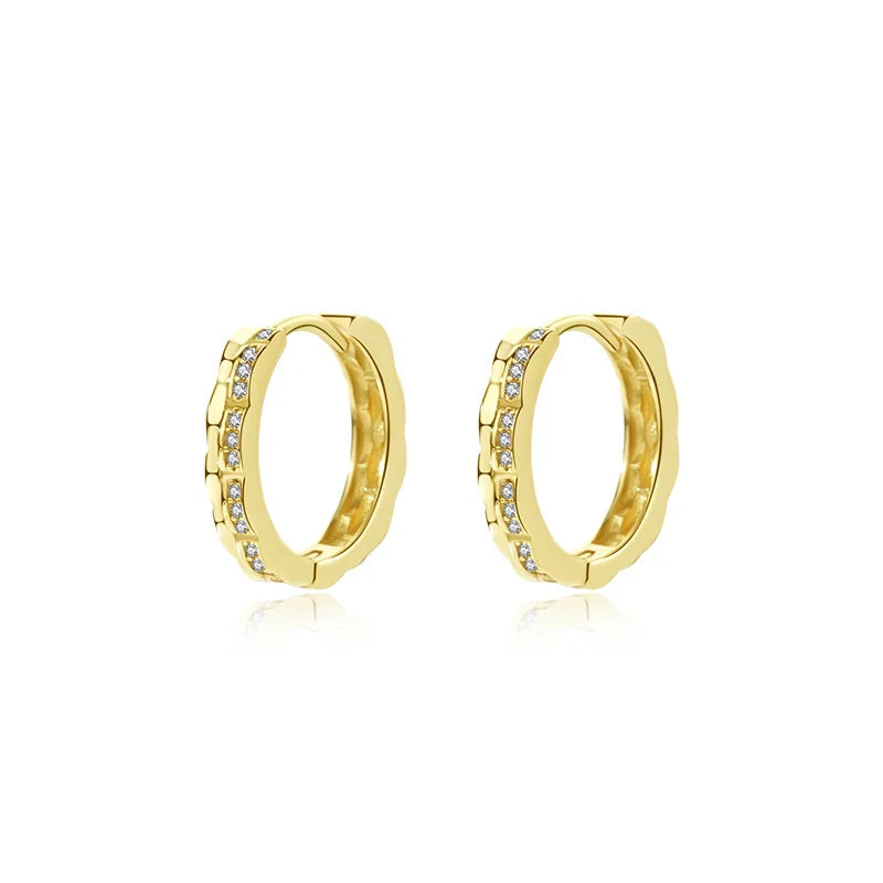 925 Silver Zircon Huggie Earrings - Women's Jewelry