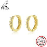 925 Silver Zircon Huggie Earrings - Women's Jewelry