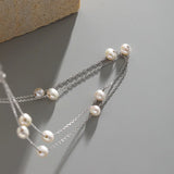 925 Silver Layered Necklaces Freshwater Pearl Chains Fine Jewelry