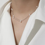 925 Silver Layered Necklaces Freshwater Pearl Chains Fine Jewelry