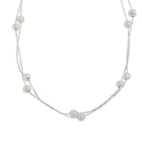925 Silver Layered Necklaces Freshwater Pearl Chains Fine Jewelry
