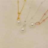 925 Sterling Silver Pearl Bead Necklace Women Punk Gothic