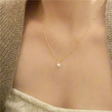 925 Sterling Silver Pearl Bead Necklace Women Punk Gothic