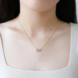 925 Silver Necklace Round Zircon Pendant Choker Jewelry