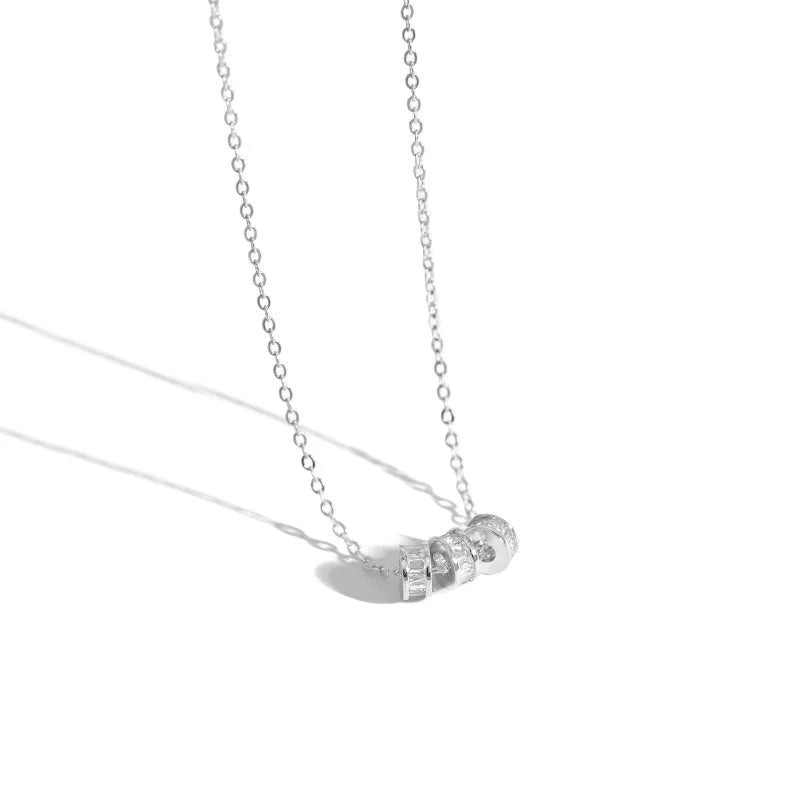 925 Silver Necklace Round Zircon Pendant Choker Jewelry