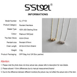 925 Silver Necklace Round Zircon Pendant Choker Jewelry