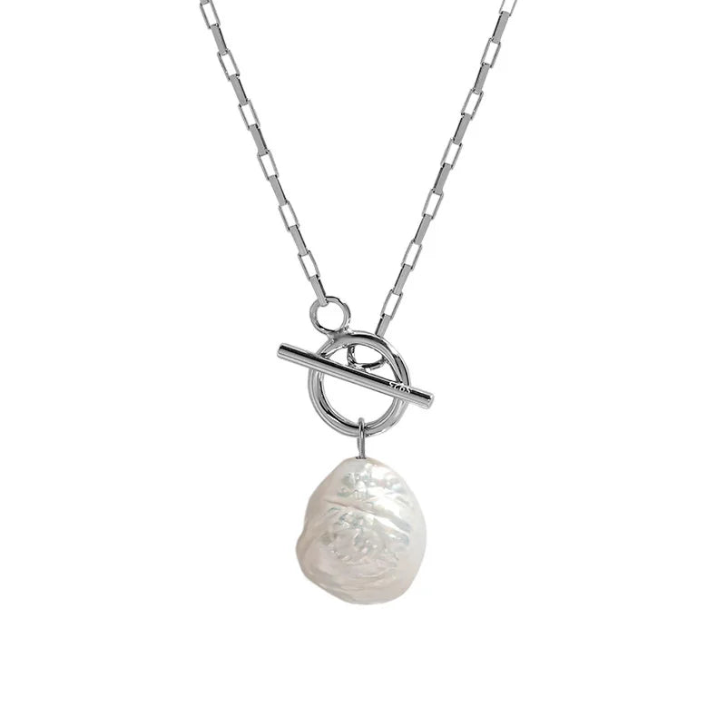 925 Sterling Silver Baroque Freshwater Pearl Pendant Necklace