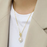 925 Sterling Silver Baroque Freshwater Pearl Pendant Necklace