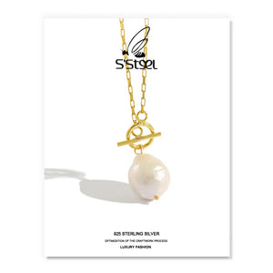 925 Sterling Silver Baroque Freshwater Pearl Pendant Necklace