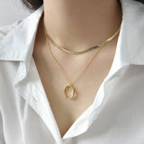 925 Silver Necklace Ellipse Pendant Chain Accessory