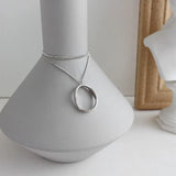 925 Silver Necklace Ellipse Pendant Chain Accessory