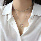 925 Silver Necklace Ellipse Pendant Chain Accessory
