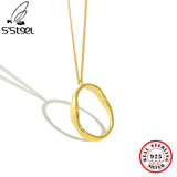 925 Silver Necklace Ellipse Pendant Chain Accessory