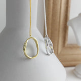 925 Silver Necklace Ellipse Pendant Chain Accessory