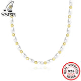 925 Sterling Silver Olive Beads Necklace For Women Choker Pearl Collar Chain