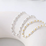 925 Sterling Silver Olive Beads Necklace For Women Choker Pearl Collar Chain