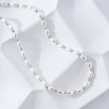 925 Sterling Silver Olive Beads Necklace For Women Choker Pearl Collar Chain