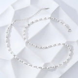 925 Sterling Silver Olive Beads Necklace For Women Choker Pearl Collar Chain