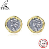 925 Sterling Silver Portrait Coin Stud Earring for Women