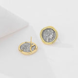 925 Sterling Silver Portrait Coin Stud Earring for Women