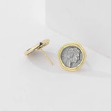 925 Sterling Silver Portrait Coin Stud Earring for Women