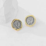 925 Sterling Silver Portrait Coin Stud Earring for Women