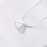 925 Silver Scallop Shell Pendant Necklace Snake Bone Chains for Girls