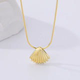 925 Silver Scallop Shell Pendant Necklace Snake Bone Chains for Girls