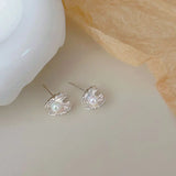 S'STEEL 925 Sterling Silver Shell Pearl Stud Earing For Girls