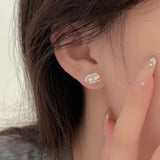 S'STEEL 925 Sterling Silver Shell Pearl Stud Earing For Girls
