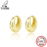 925 Silver Zircon Hoop Earrings for Women Trending Jewelry