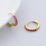 925 Sterling Silver Pink Zircon Hoop Earrings for Women