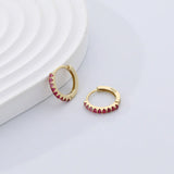 925 Sterling Silver Pink Zircon Hoop Earrings for Women