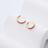 925 Sterling Silver Pink Zircon Hoop Earrings for Women