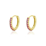 925 Sterling Silver Pink Zircon Hoop Earrings for Women