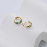 925 Silver Zircon Hoop Earrings for Women Small Piercing Y2k Fine Jewelry