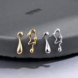 S'STEEL 925 Silver Water Drop Earrings Asymmetric Stud Earrings